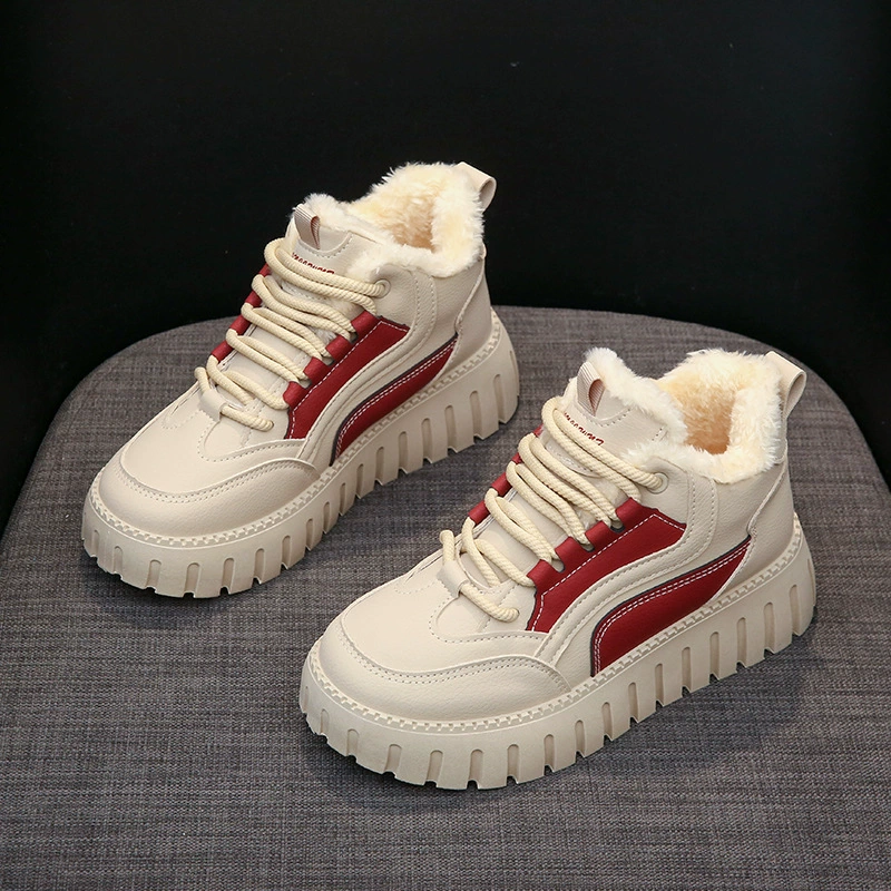 2023 новая верхняя одежда толстые теплые бархатные туфли универсальная Повседневная модная Толстая Спортивная хлопковая обувь в Корейском стиле