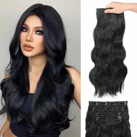 欧美跨境高温丝假发女假发片四件套卡子发卷发发片化纤接发片hair
