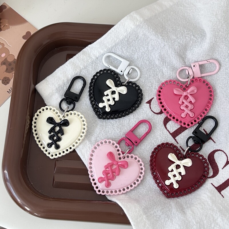 Distinctive Strap Bow Love Keychain Y2K Girl Schoolbag Pendant Accessories Sweet Girl Accessories Pendant