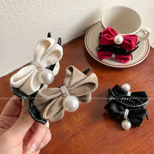  New French Style Gentle Bow Autumn and Winter Ball Head Clip Internet Celebrity Hair Clip Female Back of Head Hair Clip Wholesale