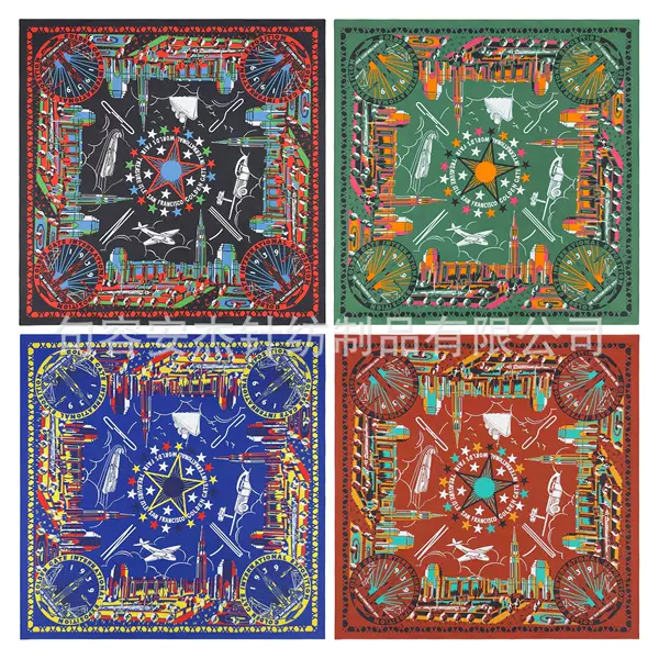 1939 San Francisco Expo Commemorative Square Cotton 55CM American Style Retro Square Cotton Motorcycle Tape Scarf Scarf