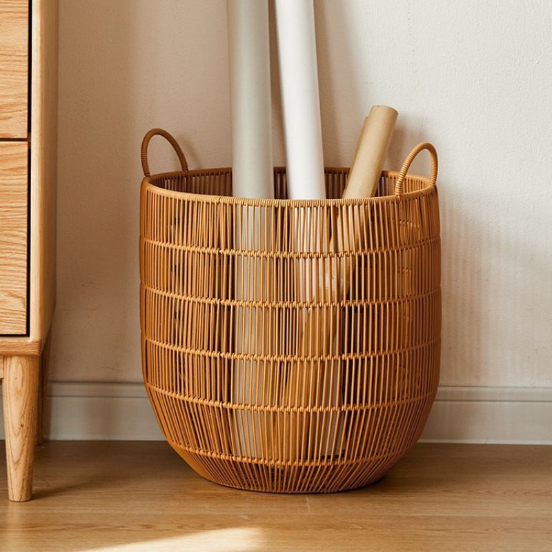 Imitation Rattan Waterproof Dirty Clothes Basket Dirty Clothes Storage Basket Bedroom Dirty Clothes Basket Bathroom Dirty Clothes Basket Plastic Rattan Laundry Basket