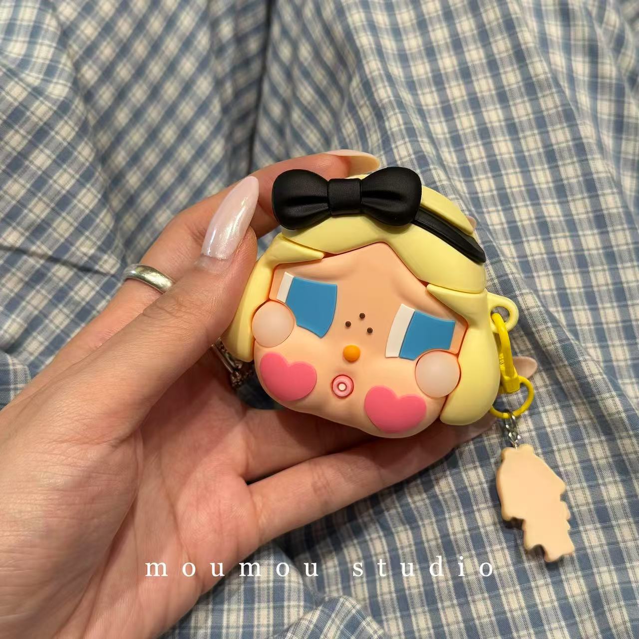 Cute cartón de dibujos animados de color sólido llorando cajas de auriculares para Airpods 1 / 2 Apple Bluetooth inalámbrico cubierta de auriculares 34
