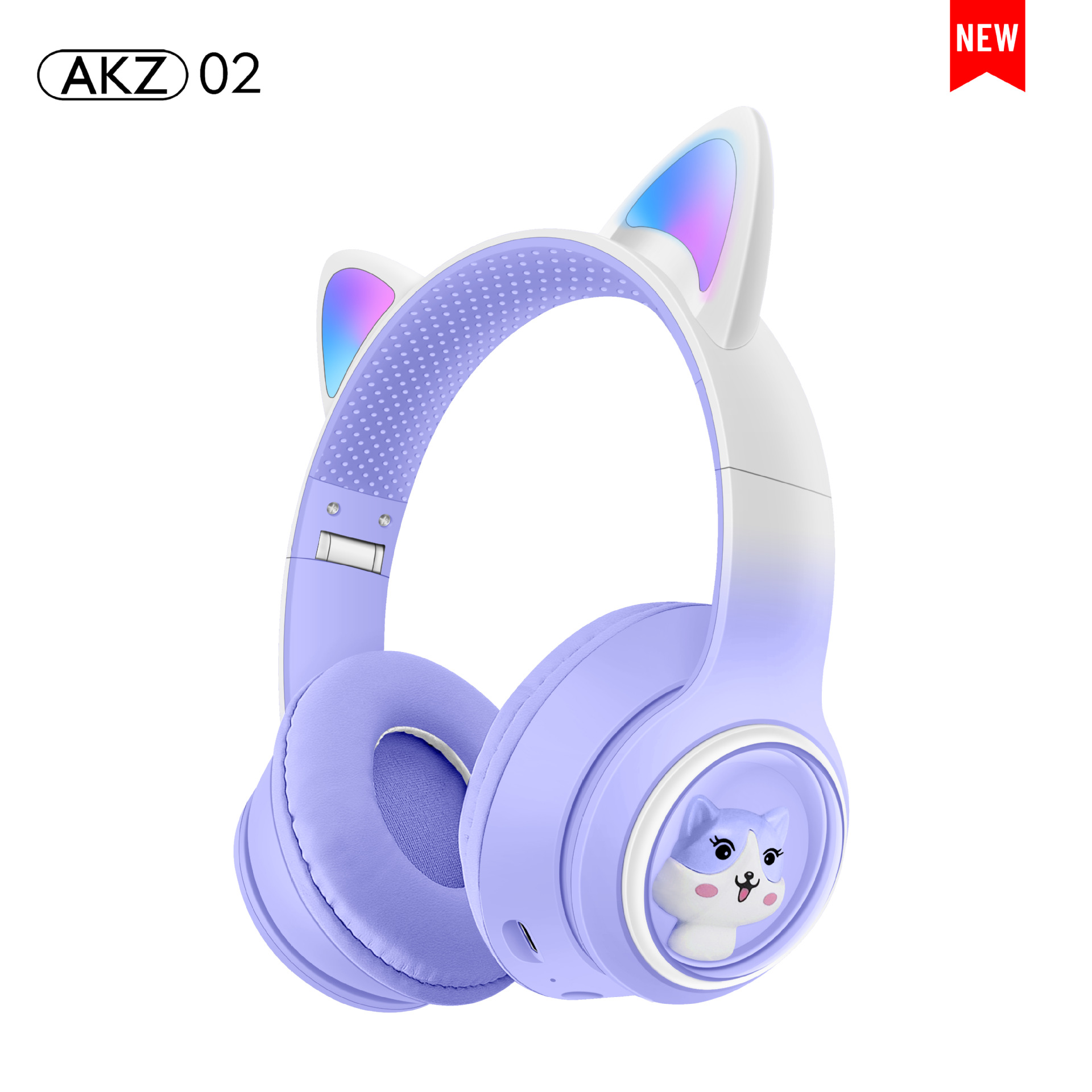 Nuevo modelo privado gradiente de dibujos animados gato oído auriculares bluetooth auricular inalámbrico luminoso lindo niños auriculares fabricante