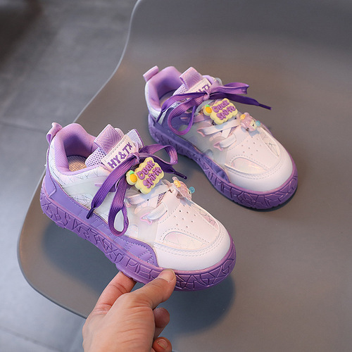 春季新款皮面儿童单鞋时尚百搭运动鞋休闲跑步鞋防滑学生鞋女