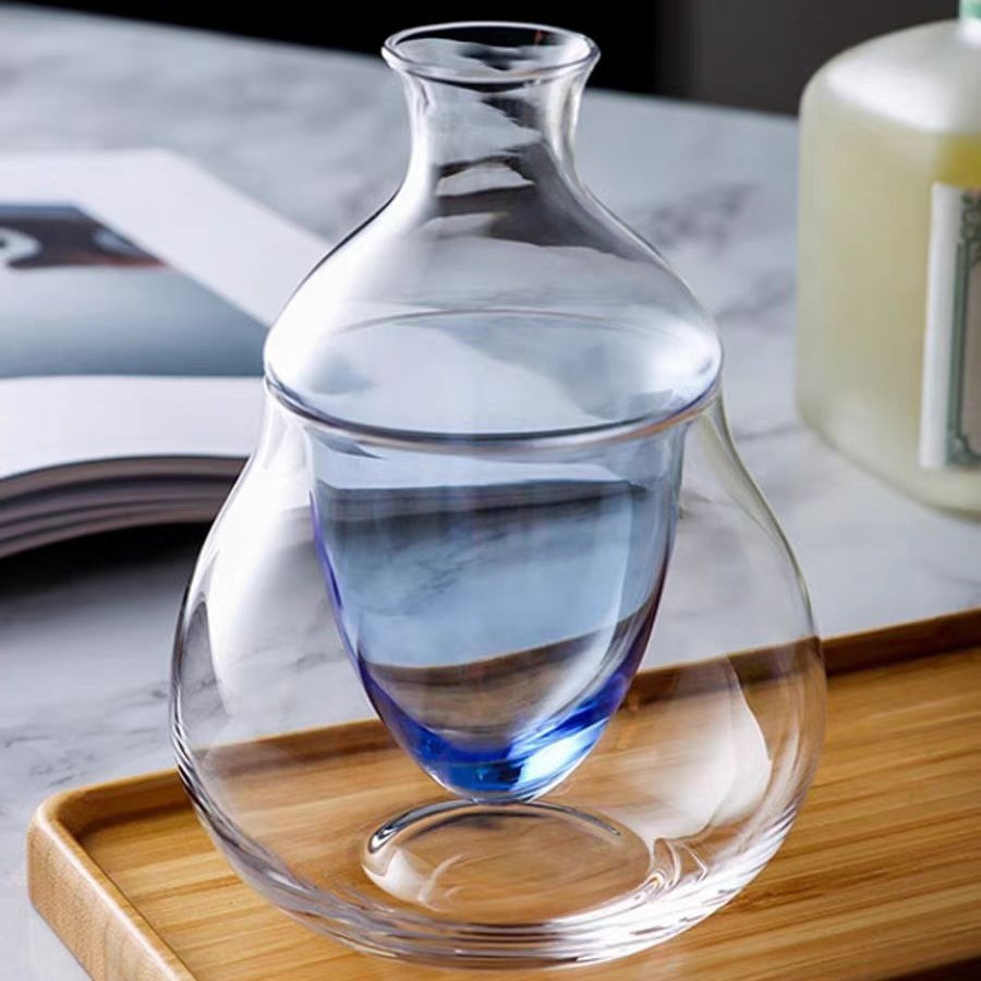 Japón helado azulado jarro de vino de vidrio conjunto pequeño vinos de bebida decantador de vino doméstico calentador de vino creativo taza de vino