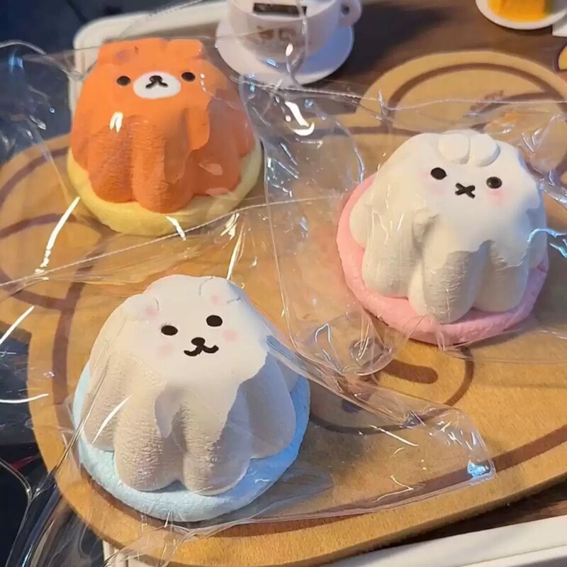 Rilakkuma Big Pudding Squishy Toy, same style as on Xiaohongshu, stress-relief cream-like silicone toy with slow rebound