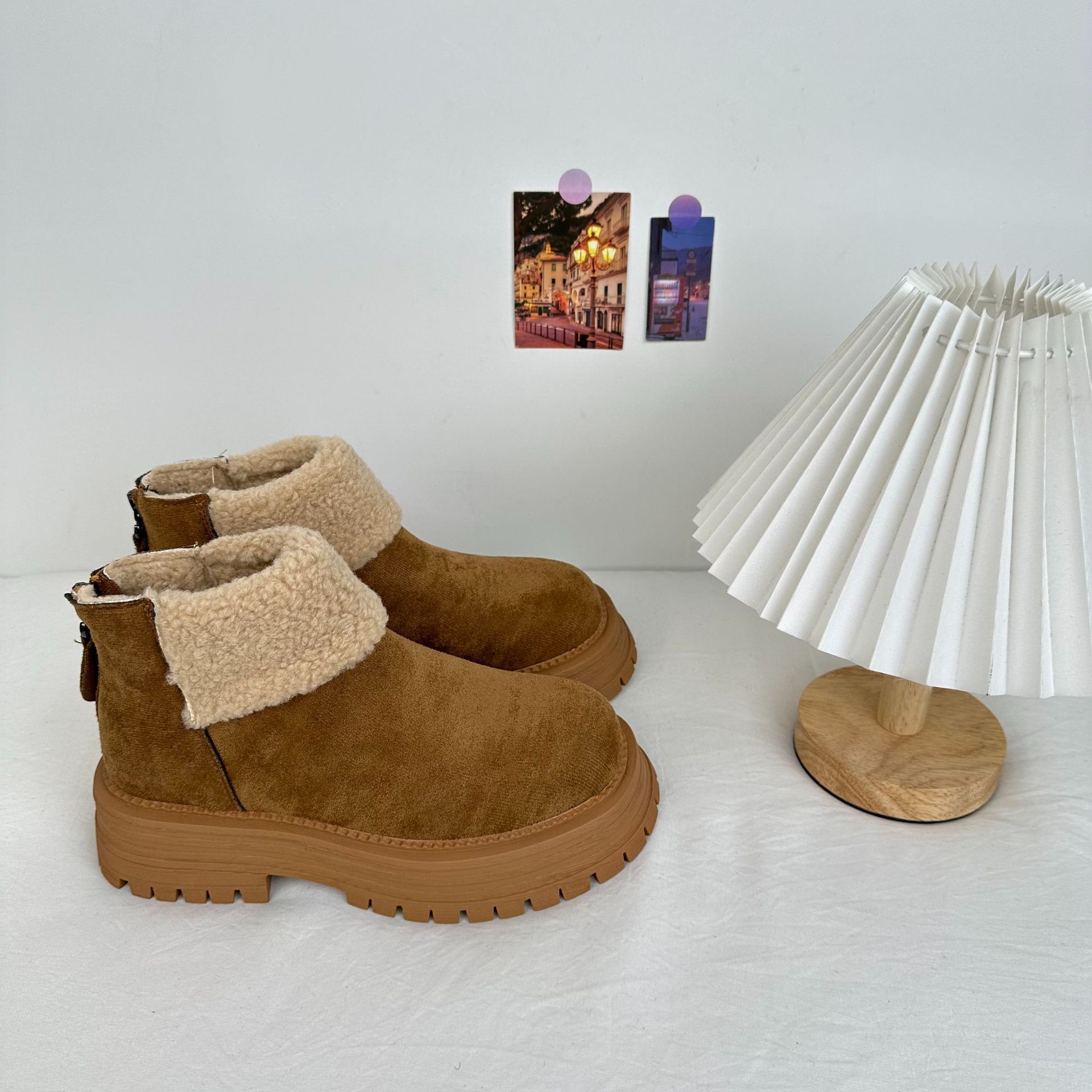 Botas de algodón de mujer botas cortas de invierno 2024 nuevos calentadores Bocken zapatos casuales A9878 image 7