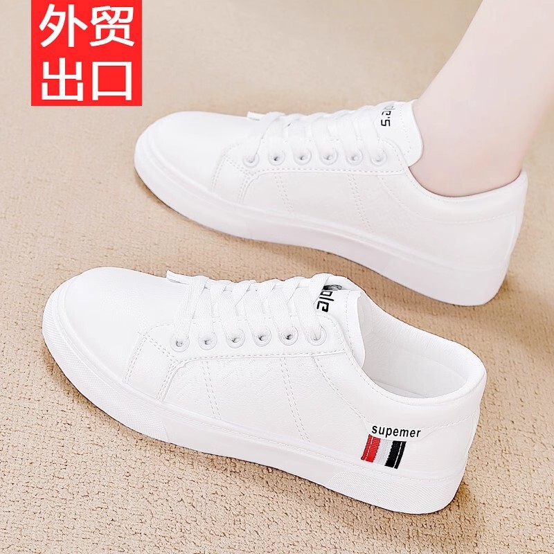 Off-Size Genuine Leather White Shoes for Women 2025 New Popular Flat-Soled Fashionable Versatile Casual Sports Sneakers for Women