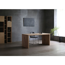現代侘寂風簡約北歐法橡藝術紋理原木色 極簡水平線 書桌