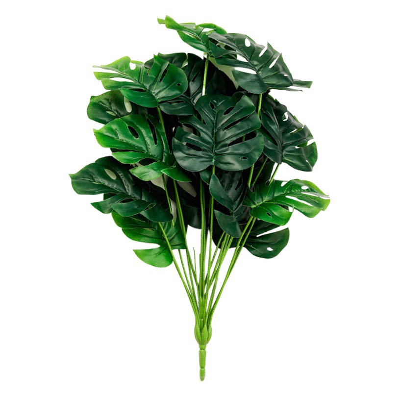 Plástico artificial 18-cabeza tortuga hoja sala de estar decoración en maceta planta verde Fondo pared arreglo floral verde tortuga artificial hoja