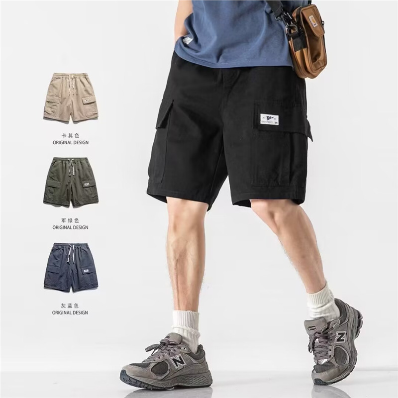Summer Shorts Men's Loose Large Size Overalls Sports Multi-Pocket Summer Straight Shorts Trendy Brand Mid-Pants