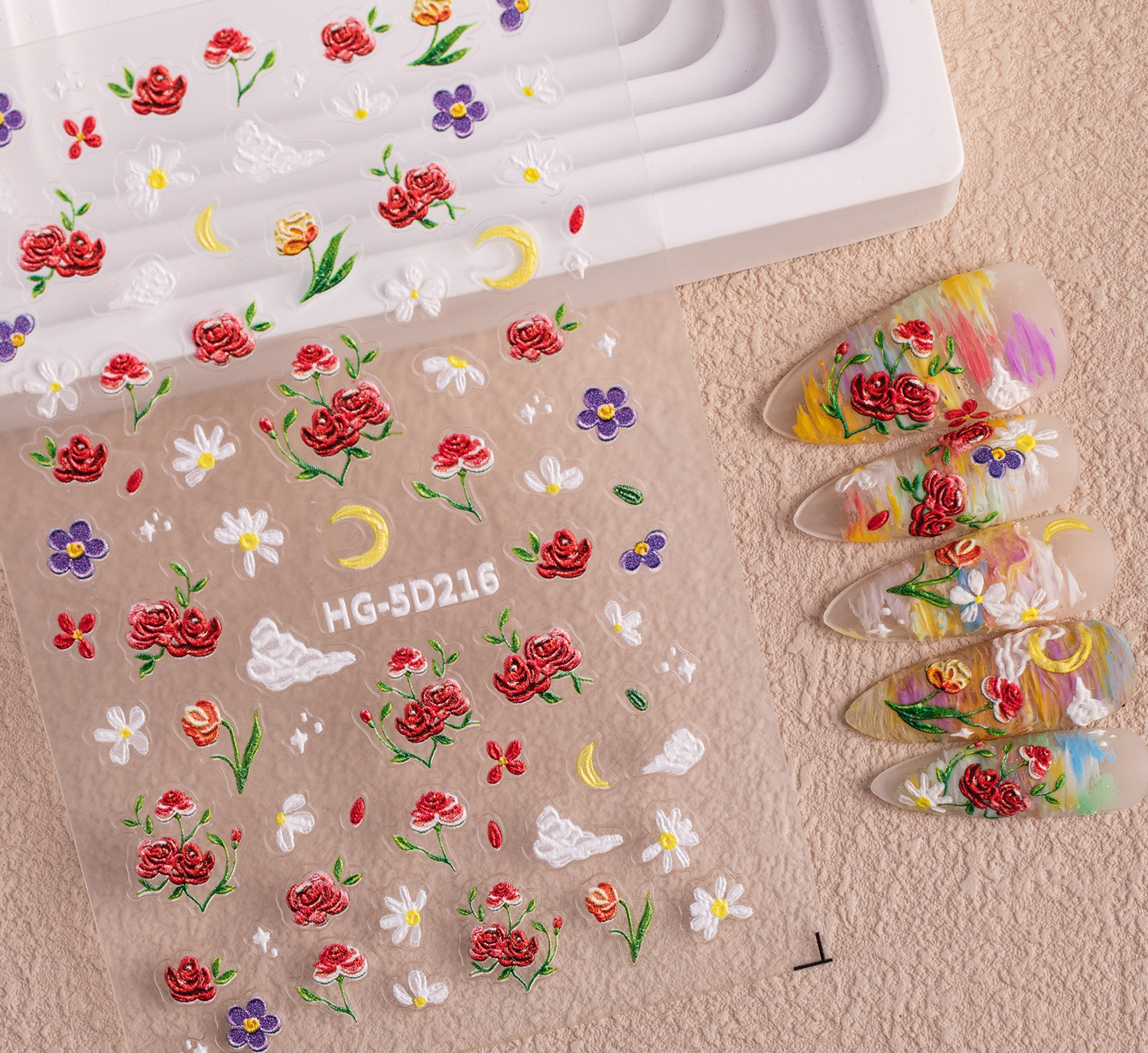 10g Weight Nail Decals  Classification of Nail Art Accessories Nail Patches Nail Supplies PET, tpu Material Flower Pattern Cute, Sweet Style Cute Sweet Flower PET Tpu Nail Patches 5