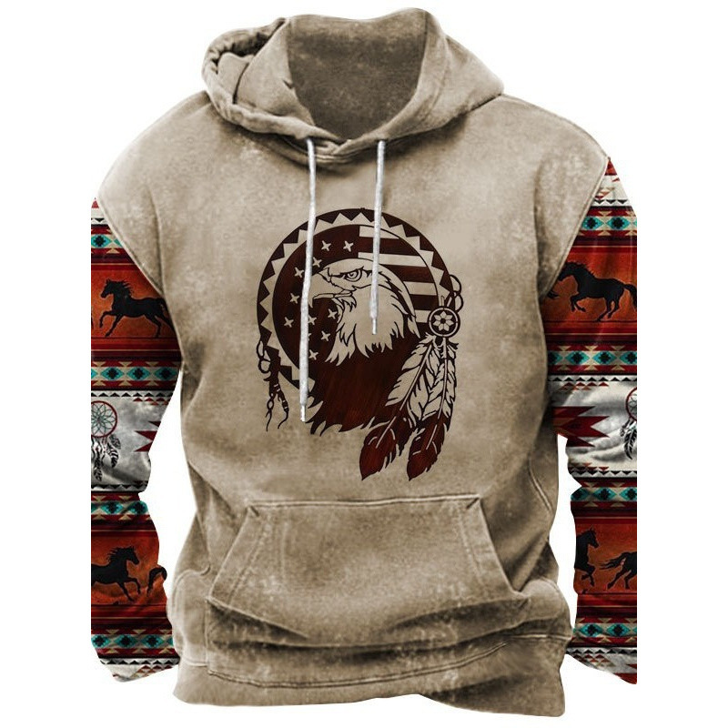 Cross-border new spring and autumn retro 3D printing men's oversized sweatshirt fashion pullover hoodie factory outlet Cross-border new spring and autumn retro 3D printing men's oversized sweatshirt fashion pullover hoodie factory outlet