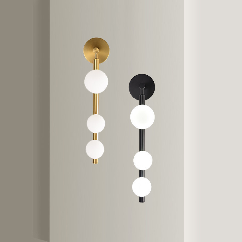 Lámpara de pared de fondo de la pared de fondo de la cama del dormitorio del pasillo de fondo de la moderna lámpara de frente de vidrio de salón de peluquería de nuevo estilo simple vino 2024