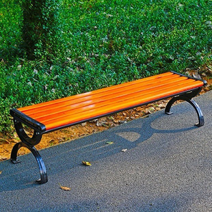 Park Bench Outdoor Bench Anticorrosive Wood Household Plastic Wood Casual Seat Square Bench Cast Aluminum Cast Iron
