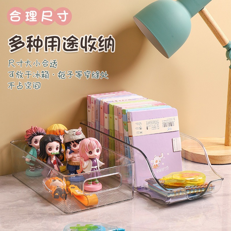 Caja de almacenamiento de escritorio caja de plástico grande transparente para el hogar, almacenamiento de almacenamiento de almacenamiento de bocadillos de mano de mano
