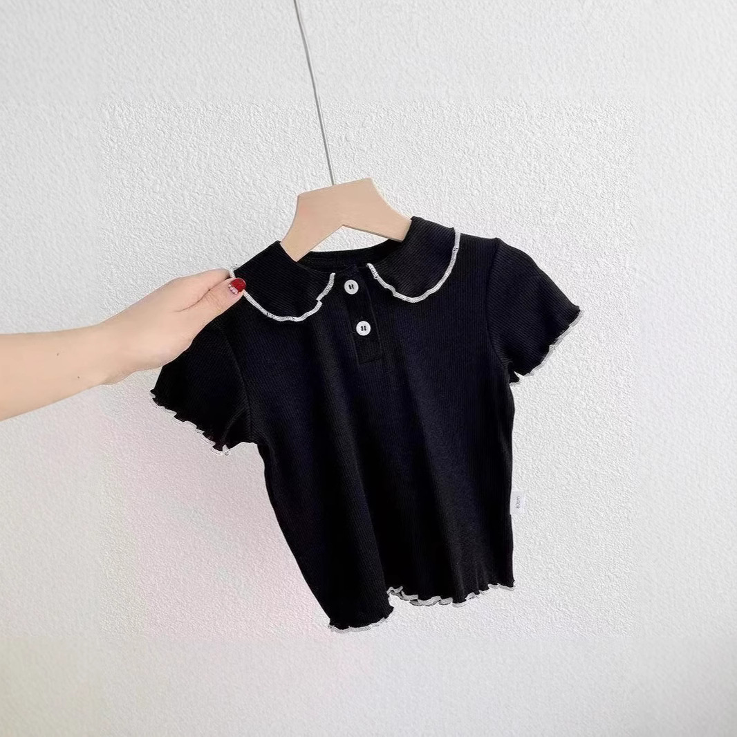 Thin doll, children's T-shirt, body-friendly underwear, with short sleeve, doll collar