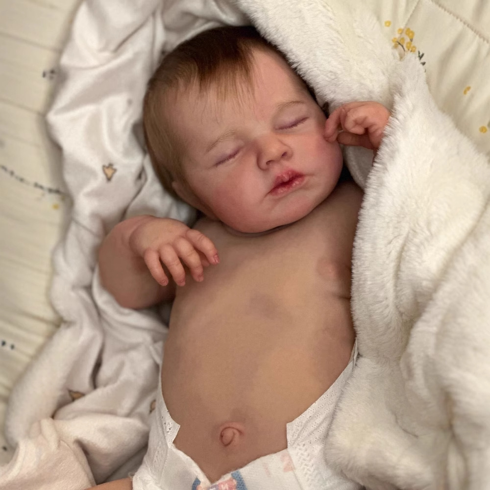 Muñeca bebé realista de 49 cm, LouLou, con piel 3D, cuerpo lavable, transfronteriza.