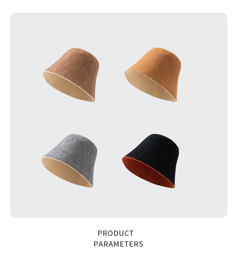 Gorro bucket de punto para mujer otoño invierno estilo coreano_voghion.com