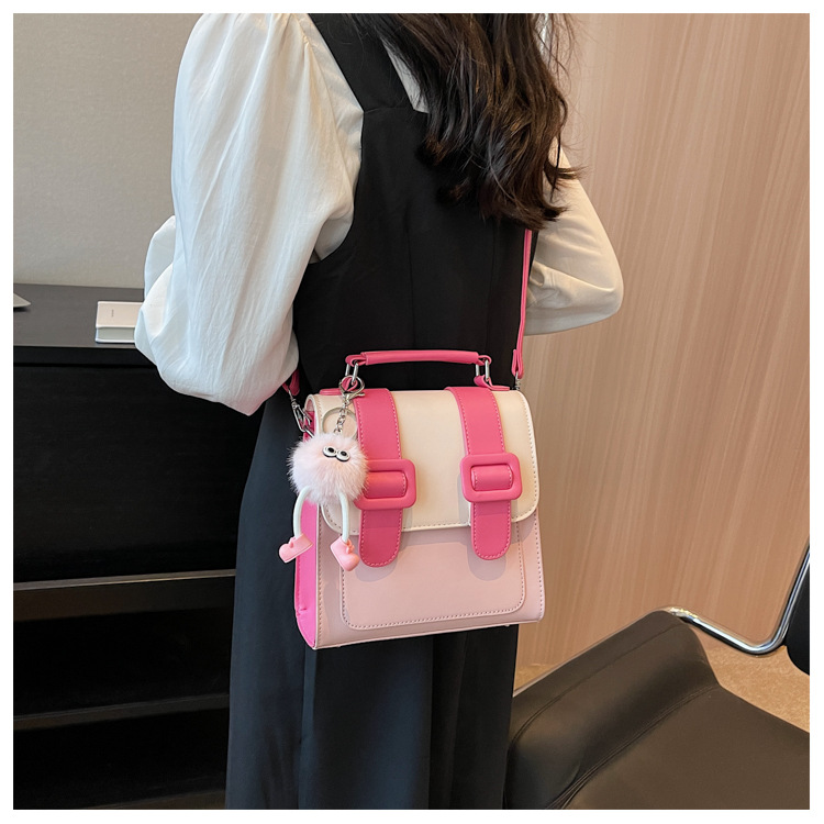 2024 New Women's Backpack Student Handbag Popular Color Contrast Splicing Large Capacity Commuting Outgoing Small Backpack_voghion.com