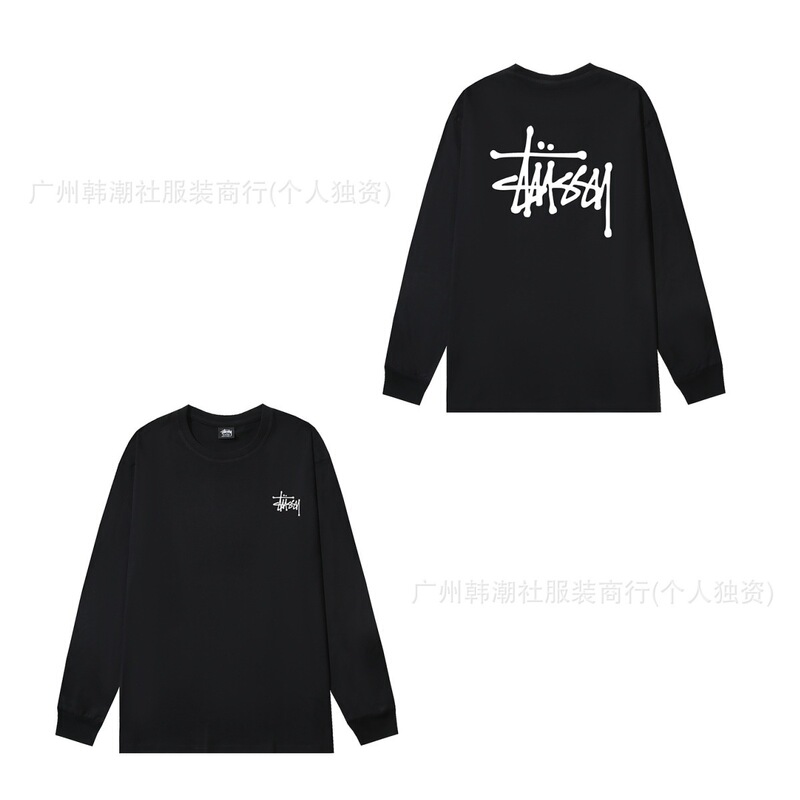 オリジナルラベルクロスボーダー新しいトレンディなブランド stu ツアークラシックレタープリントラウンドネック長袖 Tシャツドロップシッピング|undefined