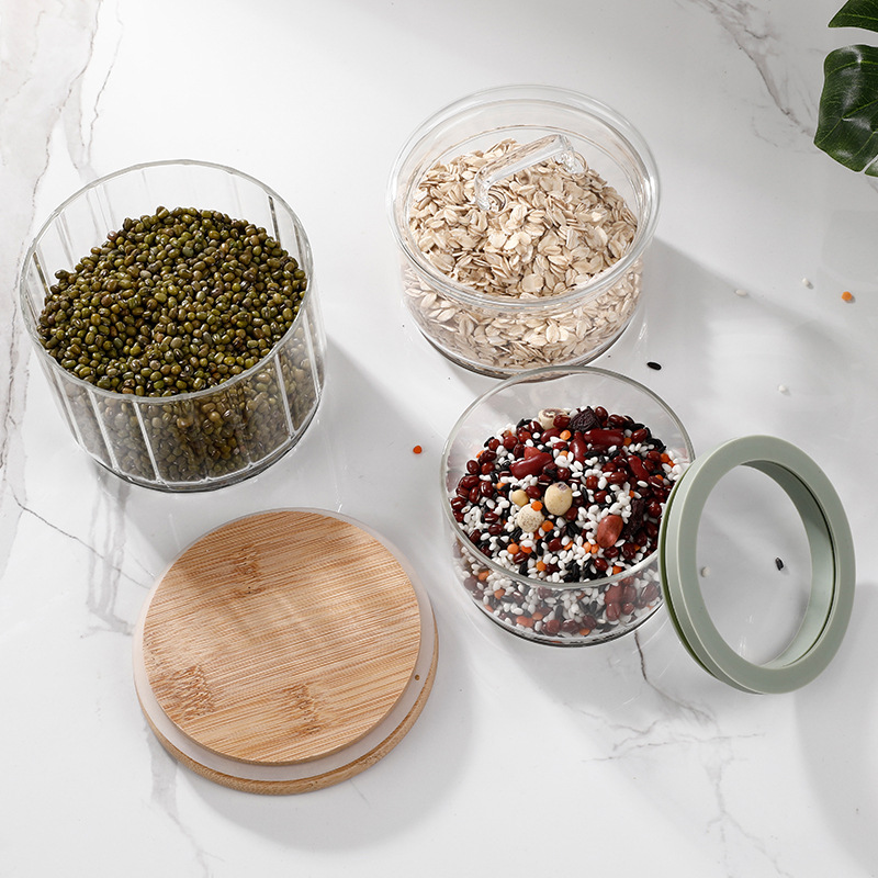 Tapa de silicona tarro de almacenamiento tarro de vidrio de borosilicato de múltiples capas tarro de almacenamiento tazón de fuente de embalaje