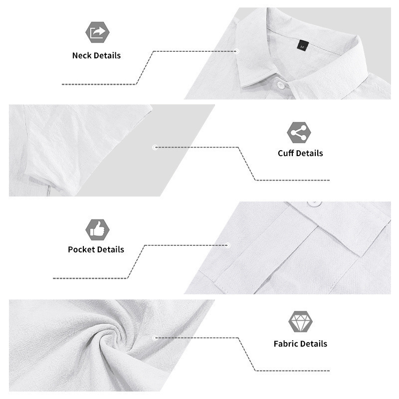 Men's Summer Linen Shirt And Work Shorts Set Casual Sports Outdoor Loose Fit Short Sleeved Collared Suit_viptrois.com