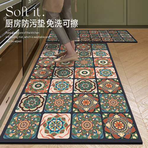 Kitchen special anti-dirty anti-fouling floor mat diatom mud absorbent mat non-slip anti-oil carpet wipeable no-wash floor mat home
