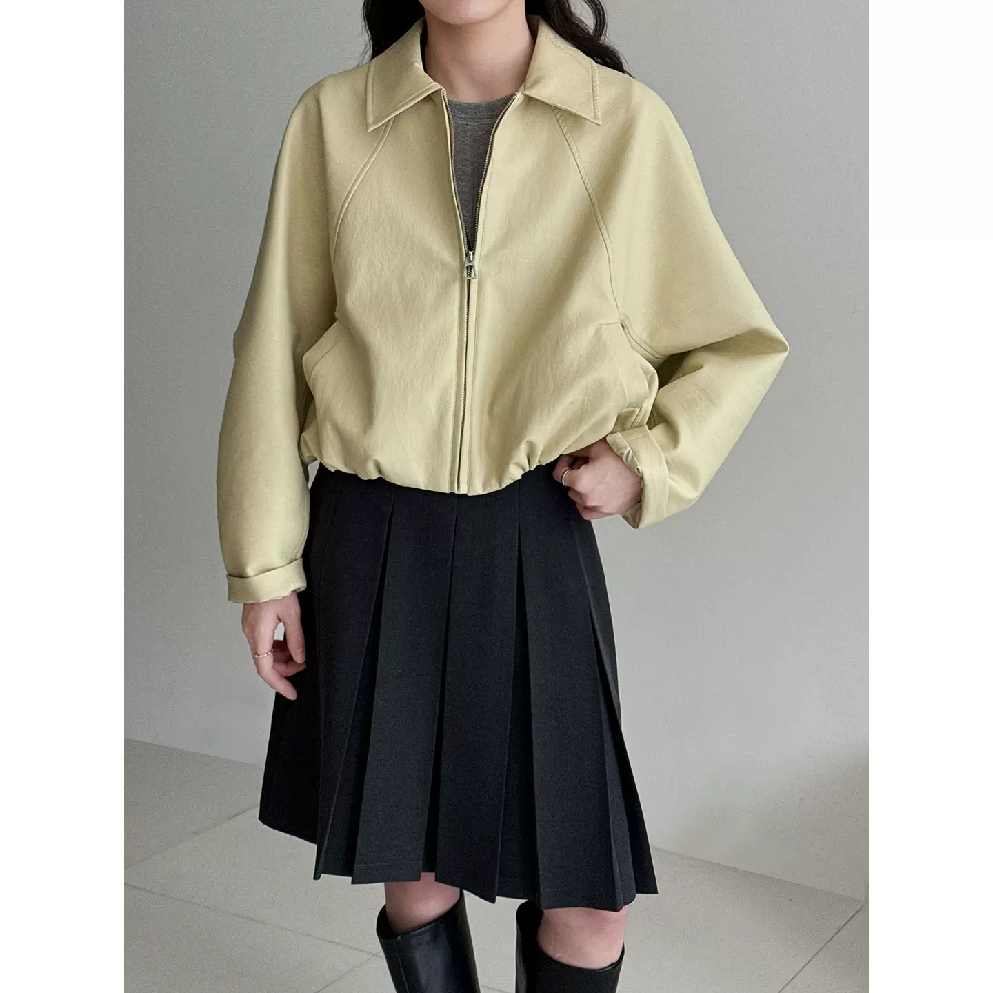 鹿西 小众设计感韩系翻领皮衣夹克女2026早春潮流百搭PU外套99012