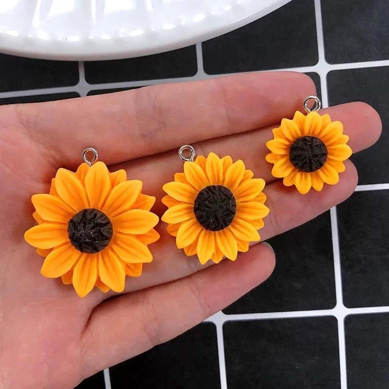 Подсолнечная смола кулон креативный маленький маргаритка DIY ювелирные изделия ручной работы аксессуары Серьги Ожерелье Материал 18-30mm