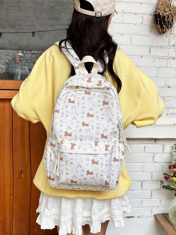 オリジナルの自作優しい日系かわいい砕花青い帽子ソーセージ犬のかばん中学生大学生のランドセル|undefined