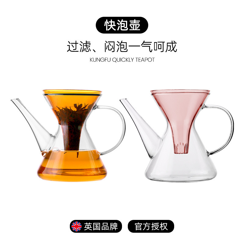 British wvii2024 New Kung Fu Tea Quick Pot High Temperature Glass Tea Water Separation Pot Household Tea Set