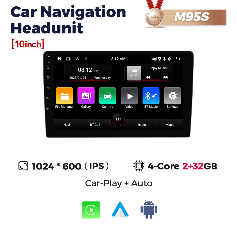 Pantalla Universal para Coche de 9/10 Pulgadas con Navegación de Alta Definición, Multi-Núcleo, Suministro Directo Transfronterizo, con Función de Reversa y CarPlay, de Fábrica Feilexing
