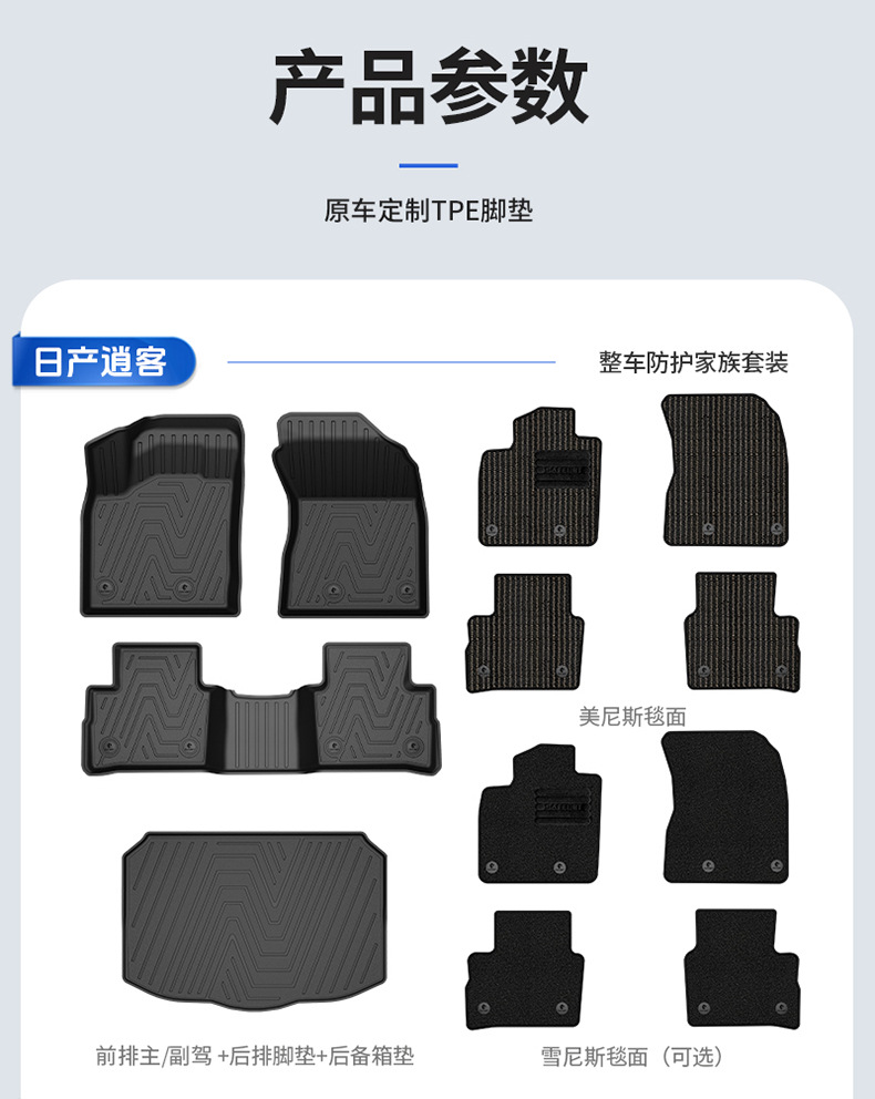 Suitable for Nissan X-Trail, Qashqai, Sylphy, Teana, N6, N7, All-Weather Tpe Car Floor Mats