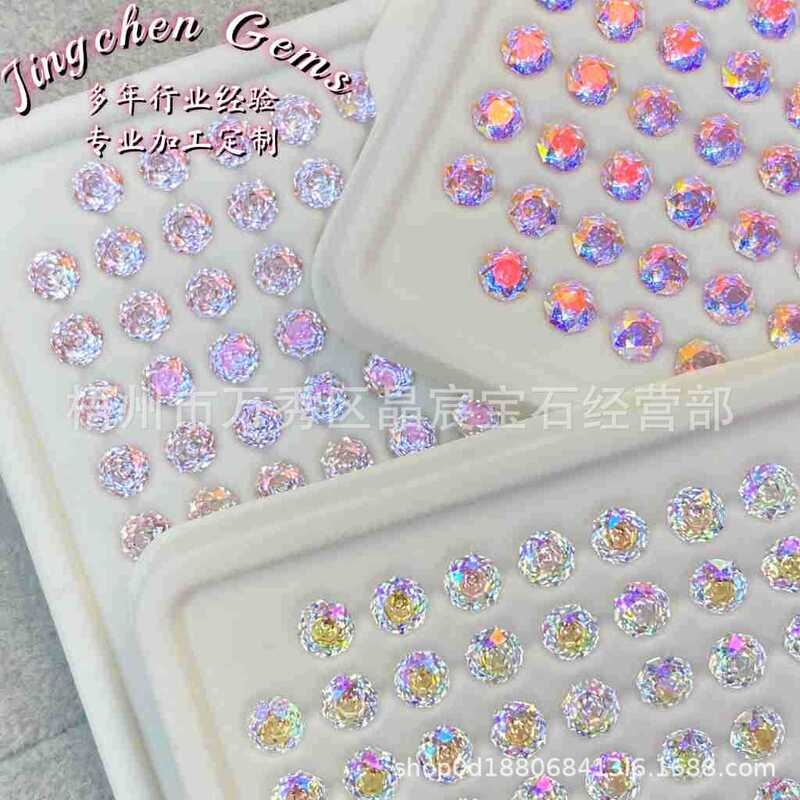 5mm Coated Millennial Rose Cut Xiaohongshu Douyin Live Broadcast Room Same Style Zircon Titanium Alloy Earrings with Loose Stones