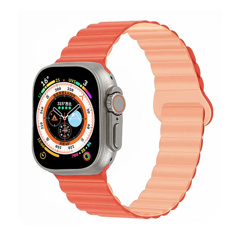 Correa de reloj de silicona bicolor adecuada para Apple iwatchs11, correa de reloj inteligente s10ultra con hebilla magnética