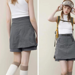 高品質 Pata25 新しい露出防止巾着デザインアウトドア作業服カジュアル偽ツーピースパンツスカート女性用