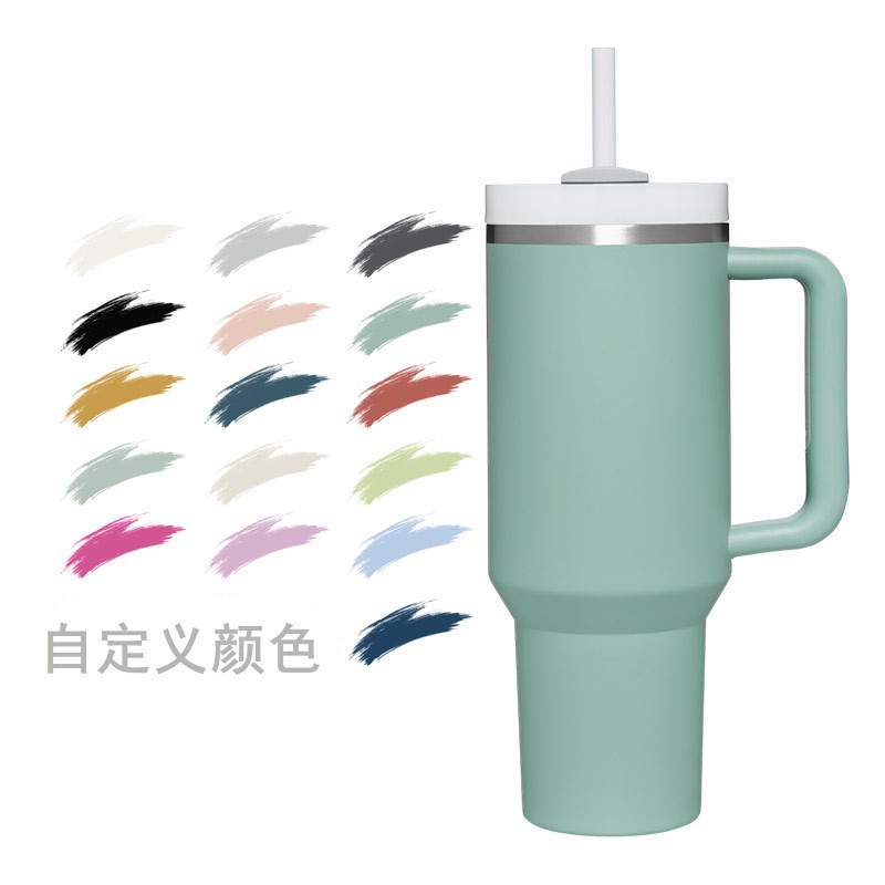 Vaso de Acero Inoxidable de 40 oz con Pajita para Venta Directa Transfronteriza, Vaso Portátil para Auto, Vaso Térmico de Gran Capacidad