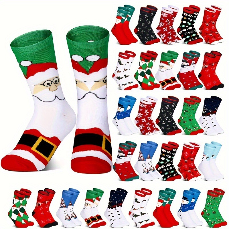 Cross-Border Christmas Winter Socks Wholesale Warm and Cold-Resistant Santa Claus Reindeer Snowflake Happy New Year for Men and Women