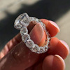Diamond copper wedding ring, zirconium, ring with stone, jewelry, simple and elegant design