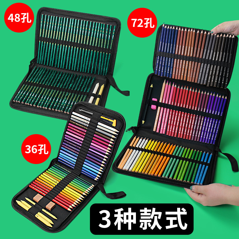 Bolsa de lápiz de lona plegable para bocetos de lápiz cortina para estudiantes herramientas de arte plegables cremallera bolsillo de almacenamiento envolvente