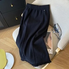 黑针织半身裙女秋冬新款高级感高腰时尚洋气高端精致裙子2025新款