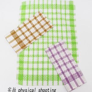 Cross-border wholesale foreign trade for thick absorbent square stripe printing cotton tea towel tea cloth manufacturers straight hair