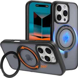 适用苹果360磁吸旋转保护壳带齿轮TPU边手机保护套iphone16手机壳