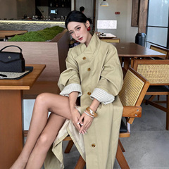 卡其色风衣外套女小个子2025秋装新款英伦风立领垂感宽松休闲大衣