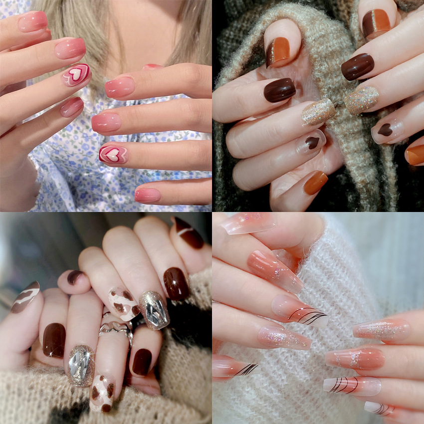 Use uñas parche de uñas parche de uñas uñas uñas postizas terminadas amor desmontable corazón pegatinas de uñas cortas al por mayor