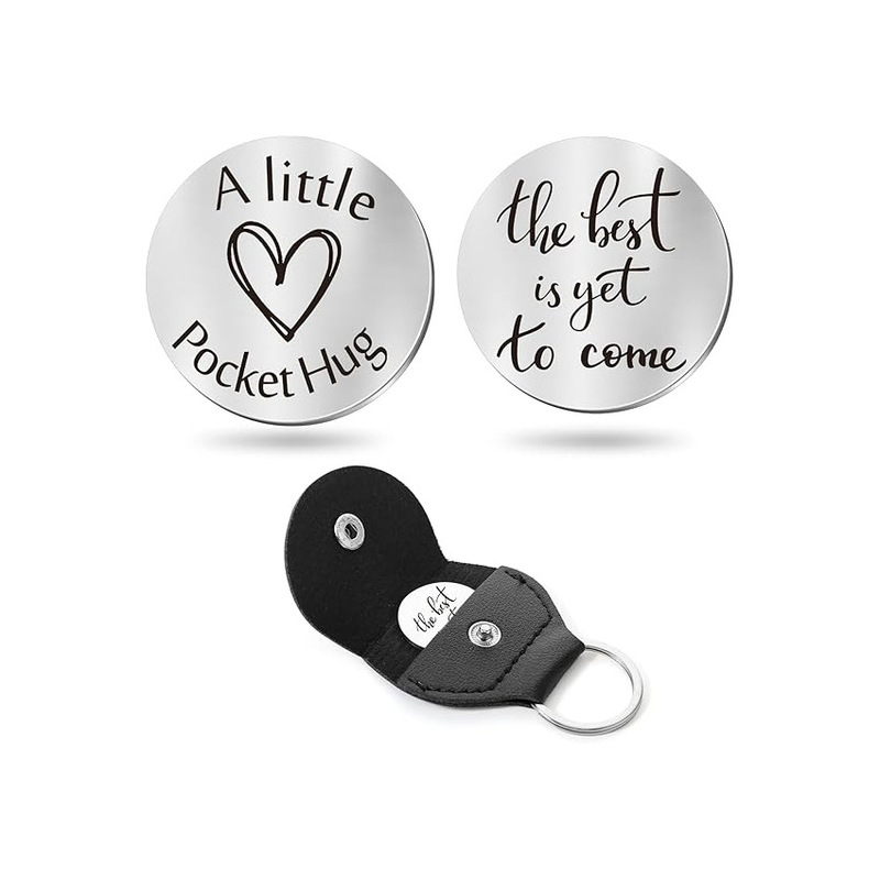 Pocket Hug Pocket Hug Token Long Distance Relationship Stainless Steel Double Sided Inspirational Memorial Keychain