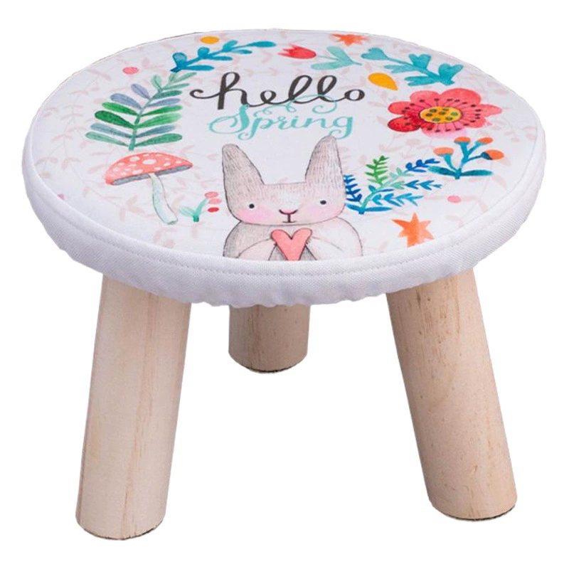 Креативный тканевый маленький круглый табурет Диван из массива дерева Маленький табурет Рекламный табурет Съемный и моющийся грибной табурет Табурет для смены обуви