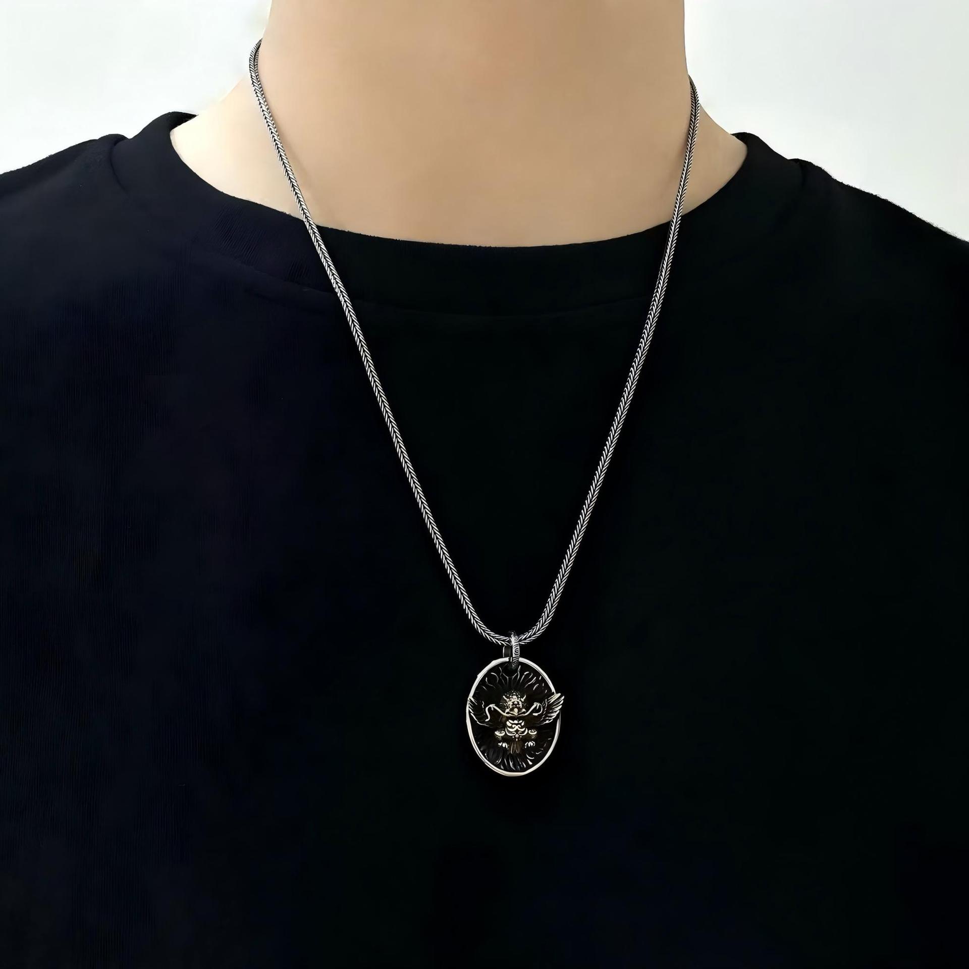 Bijou talisman de protection en argent pur S925, pendentif libellule vintage aux ailes dorées, design tendance et unique, collier unisexe robuste_voghion.com